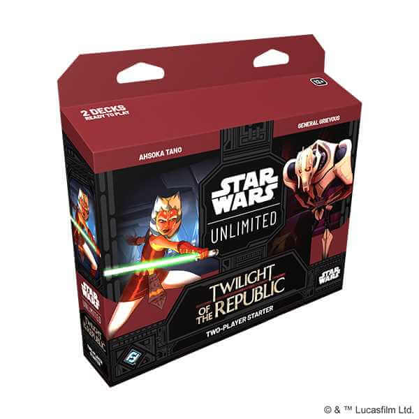 Star Wars: Unlimited Twilight of the Republic Two-Player Starter featuring Ahsoka Tano and General Grievous.