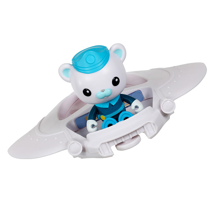 Octonauts character in Mini-Ray vehicle from Series 1 Octoray Transforming Playset, featuring a seated toy figure.