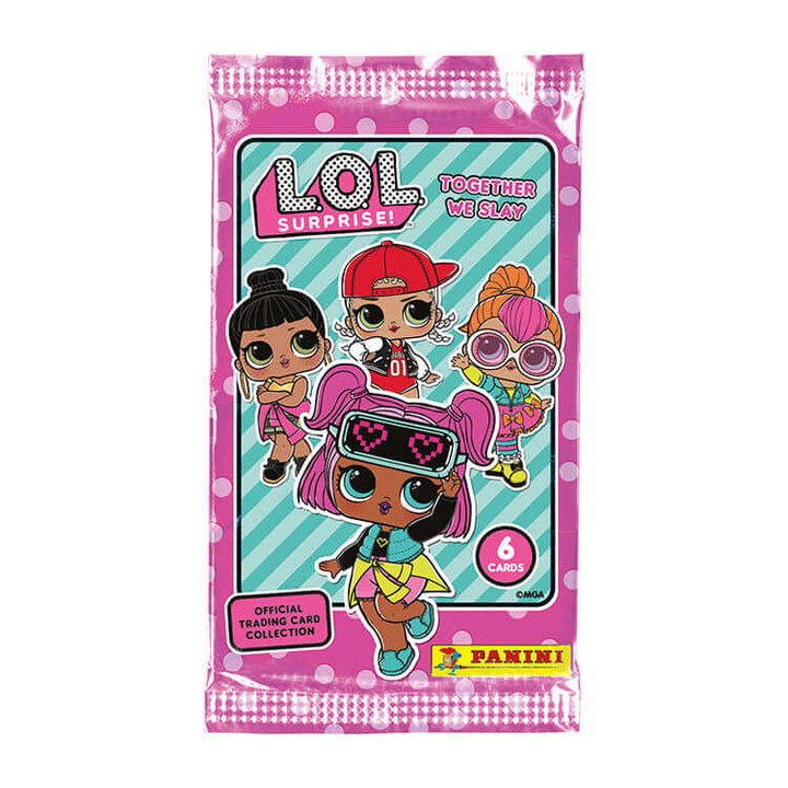 L.O.L Together We Slay trading card pack featuring colorful dolls, official 2025 collection from Panini.