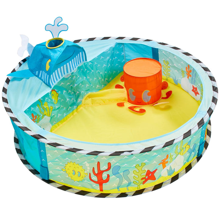 Kid Active Undersea Pop Up Baby Sensory Ball Pit with Whale Ball Launcher and Crab for Fun Play Indoors or Outdoors