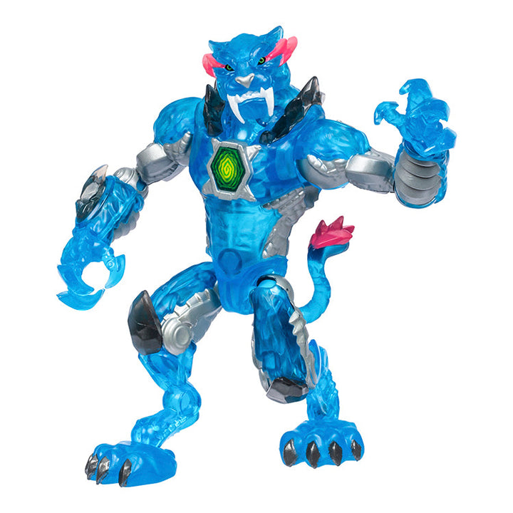 MrBeast Lab Mutators Stealth Panther action figure in blue with translucent finish, featuring 20+ points of articulation.