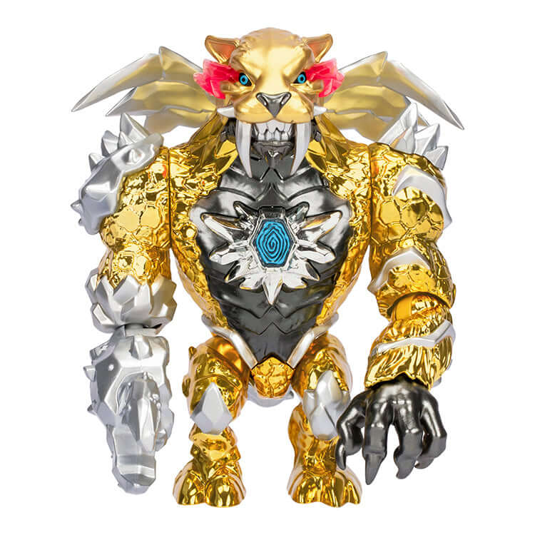 MrBeast Lab Panther Collector Figure showcasing a golden and silver muscular beast with striking features and intricate details.