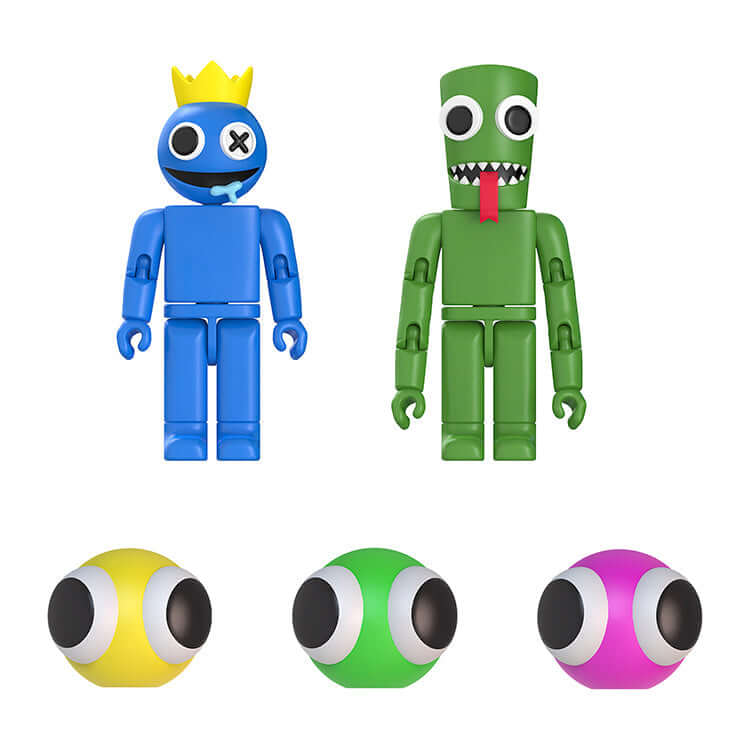 Rainbow Friends Series 3 Deluxe Buildable Set with Blue, Green figures and colorful Lookies from hit game playset.