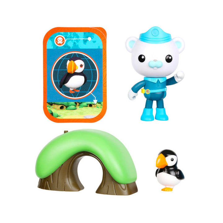 Octonauts Series 1 Barnacles Adventure Pack with Captain Barnacles figure, puffin toy, and adventure scene card.