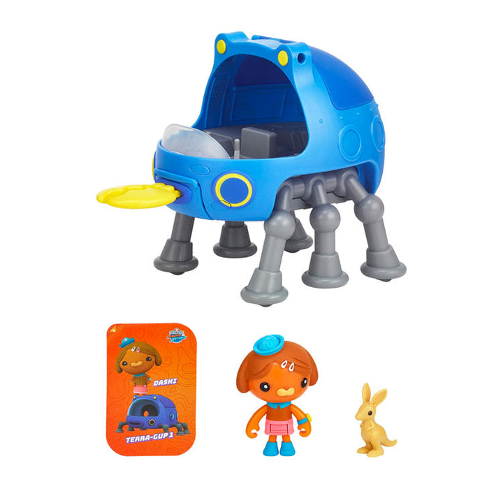 "Octonauts Terra Gup 1 toy set with Dashi figure and accessories, featuring beetle legs and retractable horn for adventures."