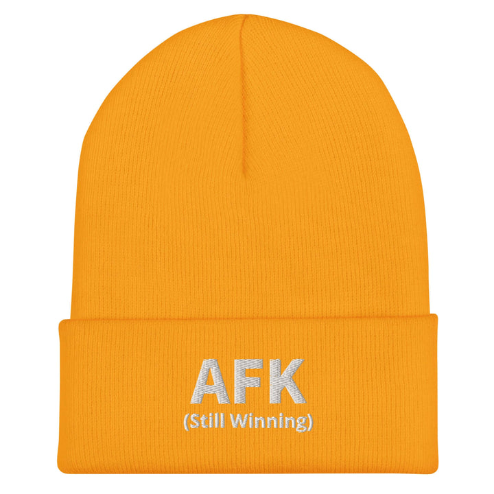 AFK cuffed beanie in bright orange color with stylish white embroidery of &