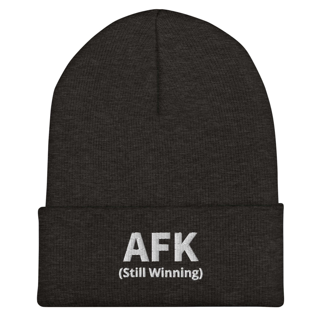 AFK cuffed beanie in dark color with stylish &