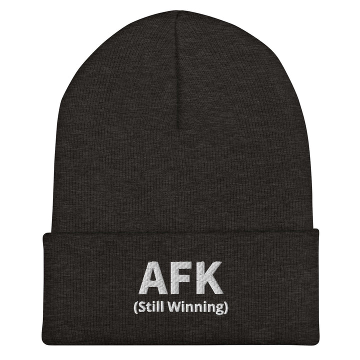 AFK cuffed beanie in dark color with stylish &