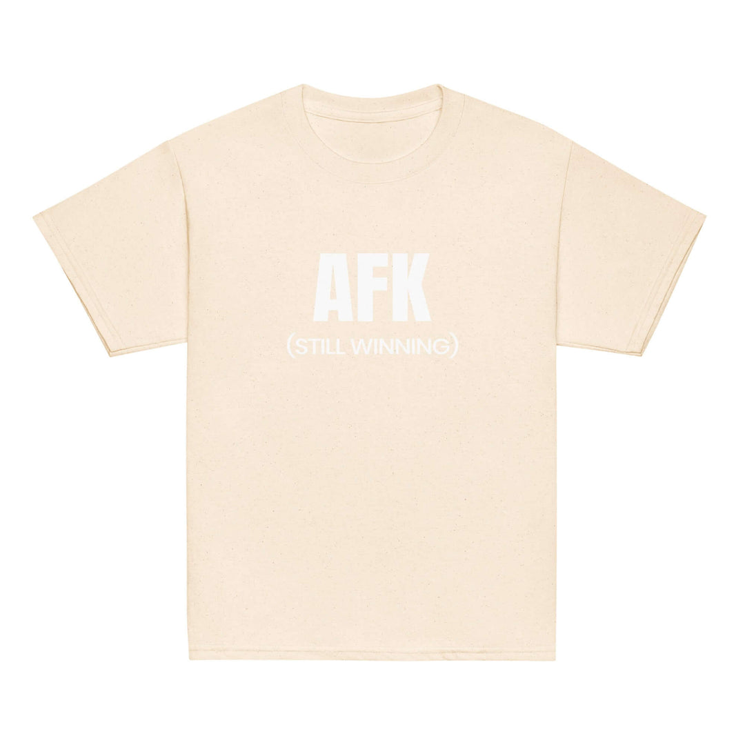AFK Youth classic tee in beige with text saying &
