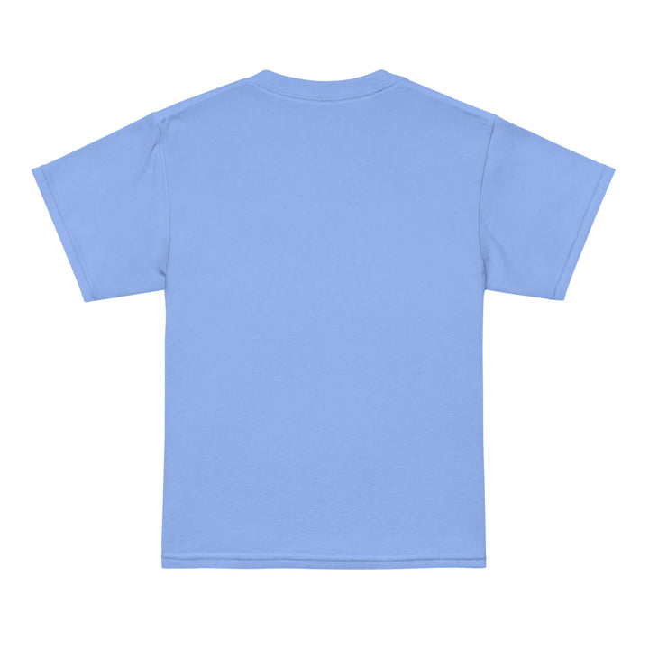 Back view of AFK Youth t-shirt in blue, showcasing its modern fit and comfortable design.