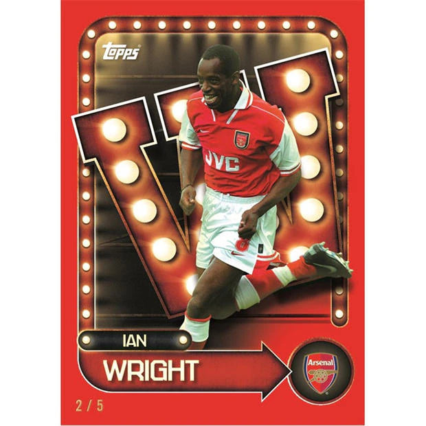 Arsenal Collectors Tin 2025-26 featuring Ian Wright, iconic Arsenal player card with limited edition design.