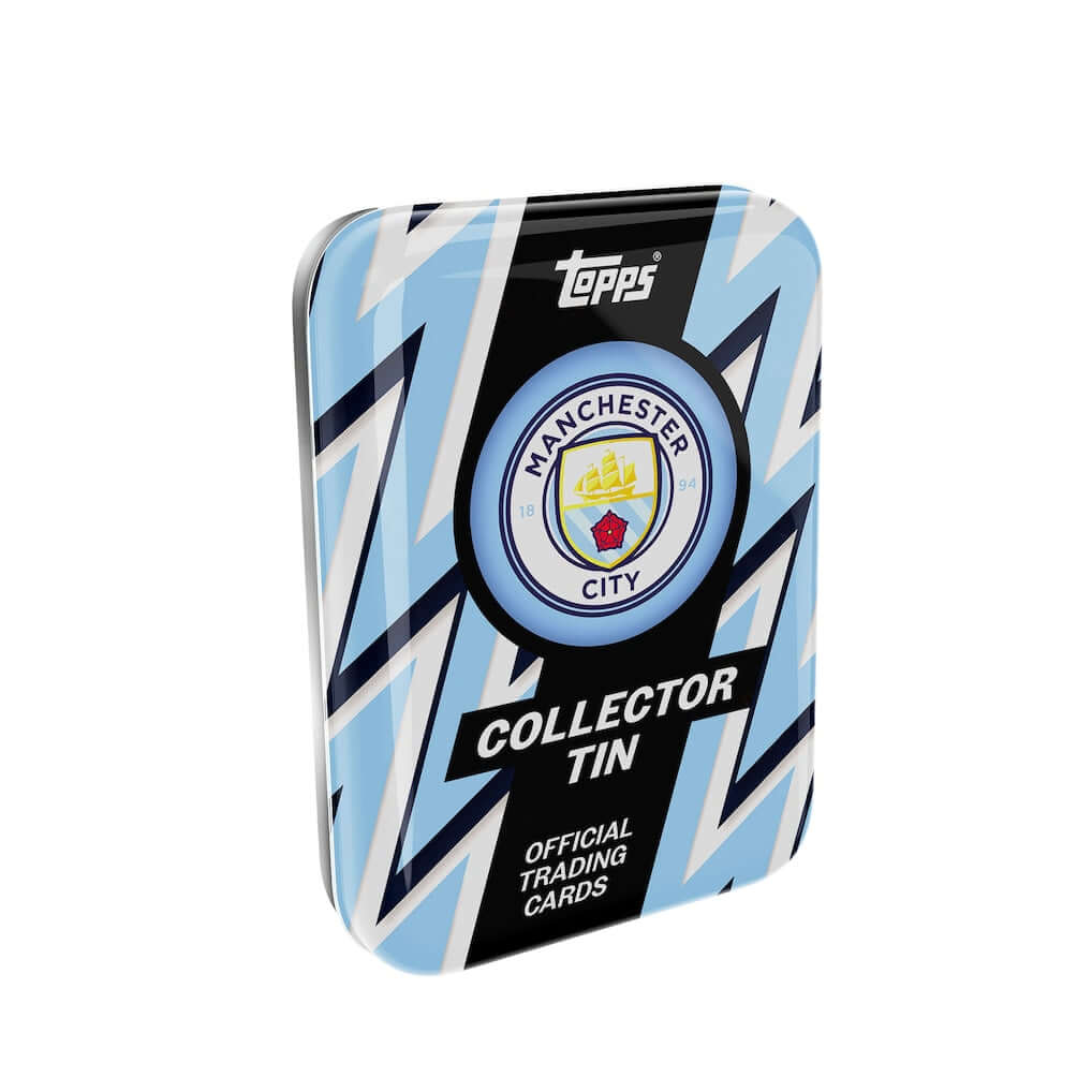 Manchester City Collectors Tin - 2025-26 featuring official trading cards in a stylish collector's tin.