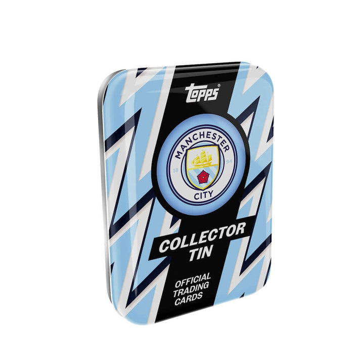 Manchester City Collectors Tin - 2025-26 featuring official trading cards in a stylish collector's tin.