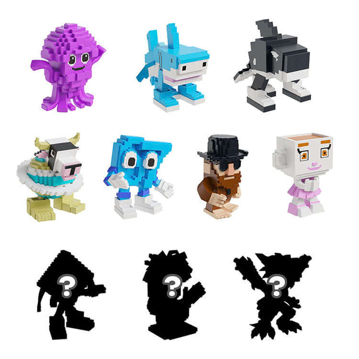 Steal A Brainrot Collectable Minifigures featuring colorful characters and silhouettes of mystery figures.