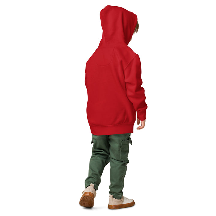 Child wearing Oddy Pro Toddler fleece pullover hoodie in red, showcasing a relaxed fit for comfort.