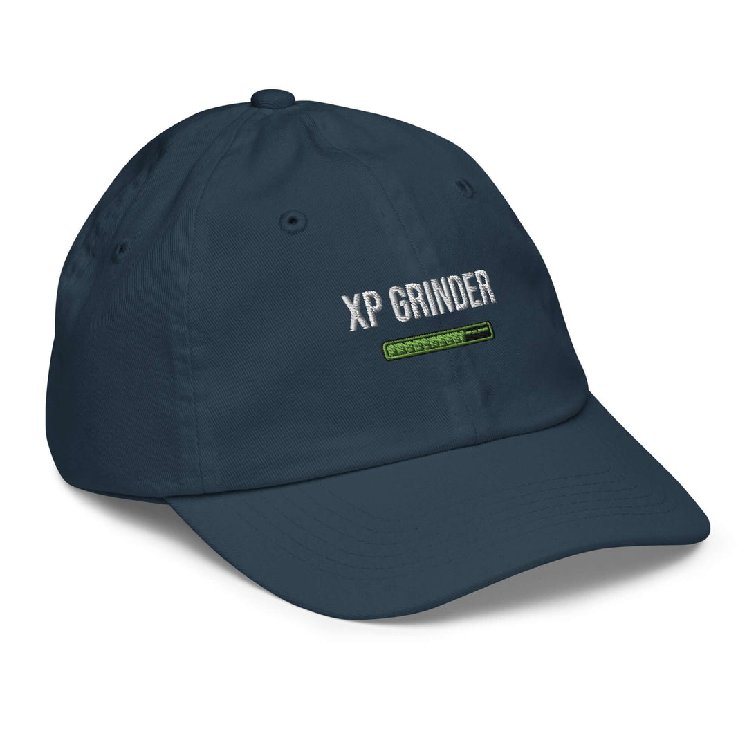 XP Grinder Youth baseball cap in navy blue with embroidered logo, perfect for baseball training and outdoor activities.