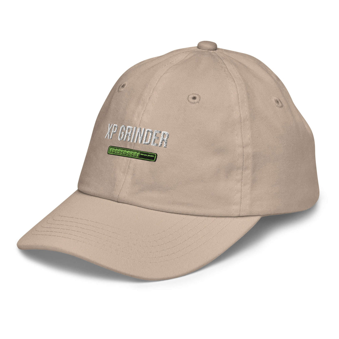 XP Grinder Youth baseball cap in beige with embroidered logo for stylish sun protection during baseball activities.