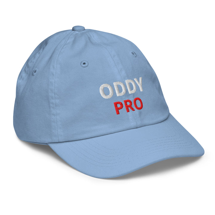 Oddy Pro Youth baseball cap in light blue with embroidered logo, perfect for training and outdoor play.