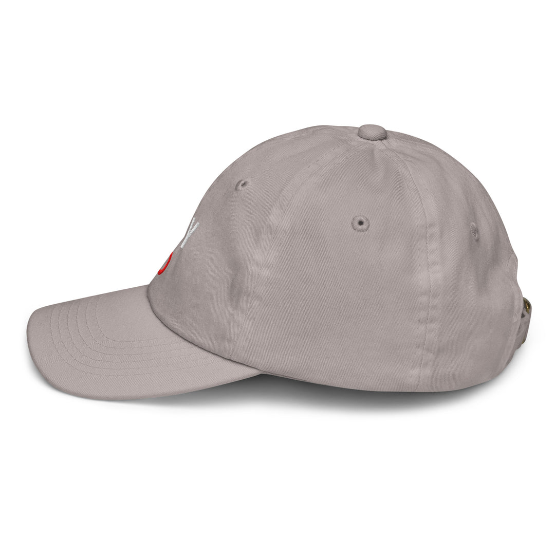 Oddy Pro Youth baseball cap in gray, featuring adjustable strap and 6 eyelets for breathability.