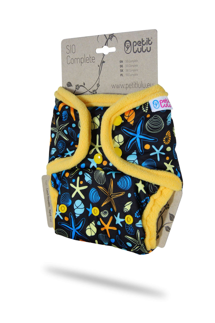 Petit Lulu Snap In One (SIO) Complete Nappy - One Size Colour: Rainbow Stars Size: One Size reusable nappies Earthlets